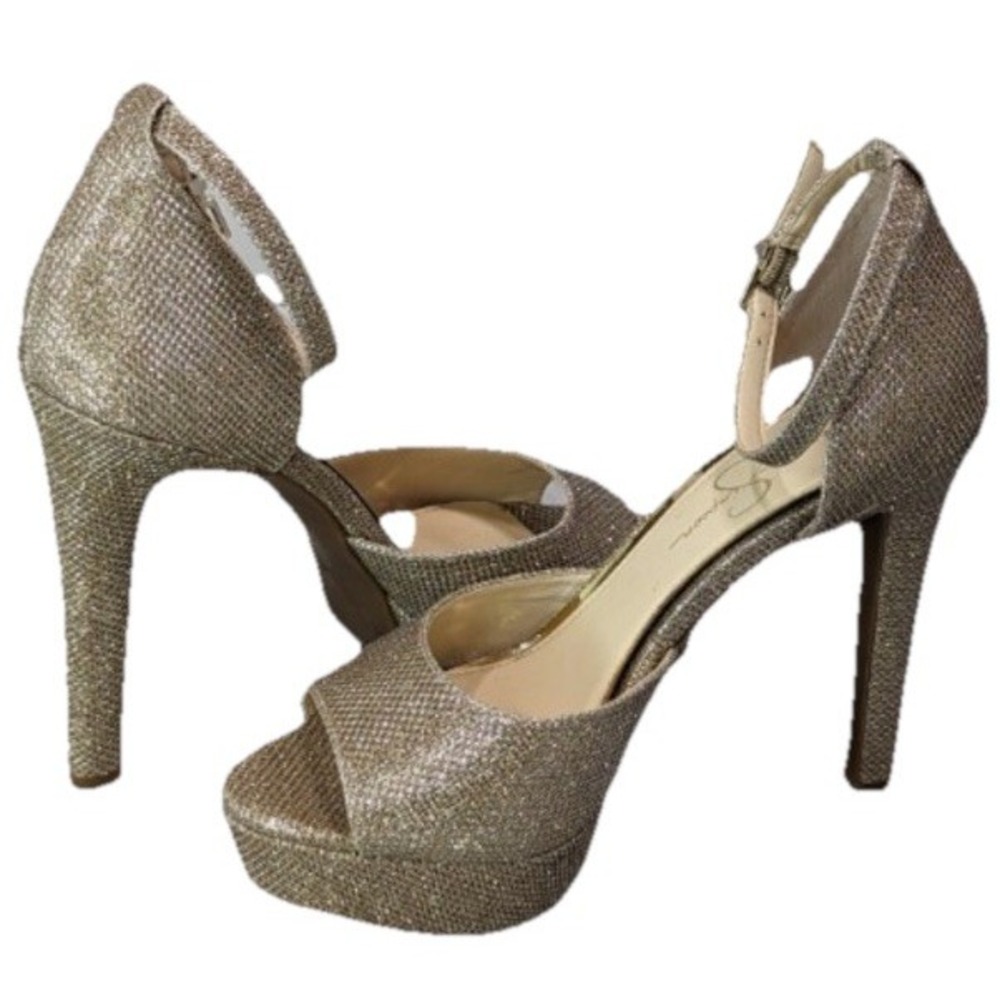 Jessica Simpson Womens Beeya Sparkle Ankle Strap Platform Sandals 9 1/2 - Picture 2 of 9